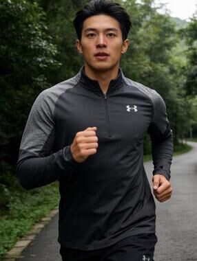 Under Armour HeatGear Quarter-Zip Pullover - Black / Gray - Size Small